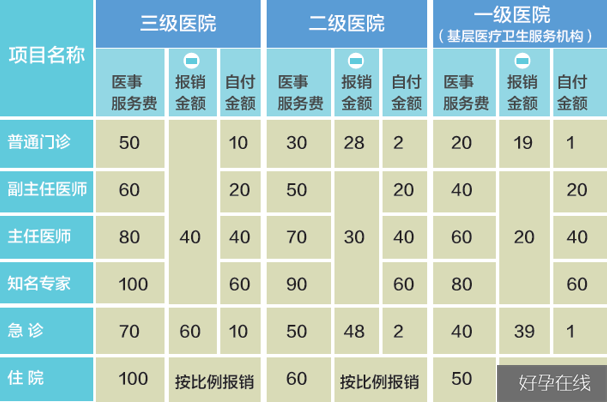 医事服务费设立及报销标准